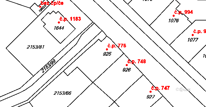 Napajedla 776 na parcele st. 925 v KÚ Napajedla, Katastrální mapa