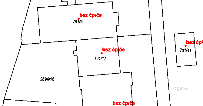 Rokycany 40683061 na parcele st. 701/17 v KÚ Rokycany, Katastrální mapa