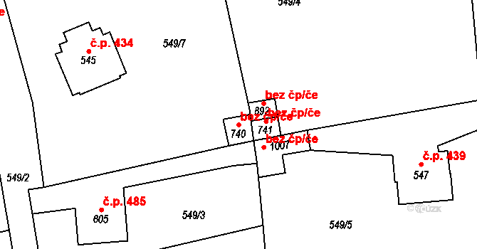 Sobotka 41710061 na parcele st. 740 v KÚ Sobotka, Katastrální mapa