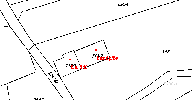 Benešov nad Ploučnicí 42022061 na parcele st. 713/2 v KÚ Benešov nad Ploučnicí, Katastrální mapa