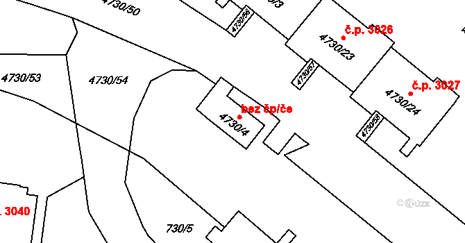 Teplice 42132061 na parcele st. 4730/4 v KÚ Teplice, Katastrální mapa