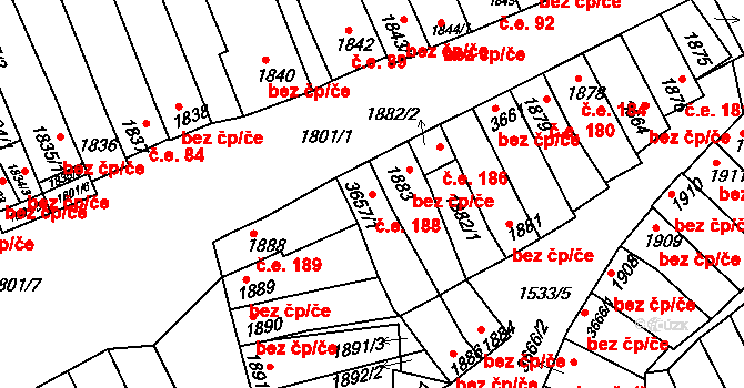 Prušánky 188 na parcele st. 3657/1 v KÚ Prušánky, Katastrální mapa