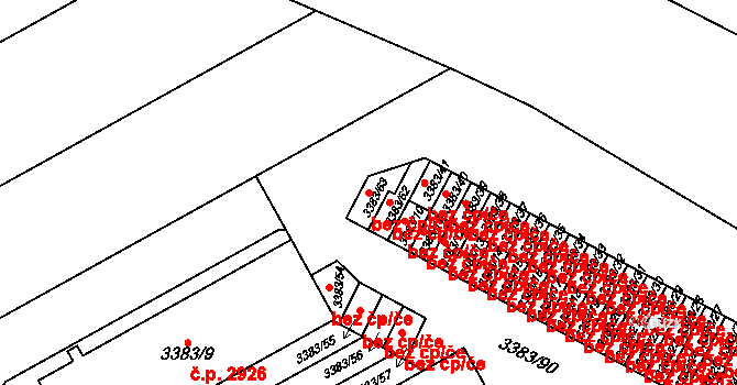 Přerov 43156061 na parcele st. 3383/63 v KÚ Přerov, Katastrální mapa