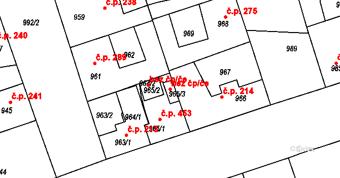 Buštěhrad 43208061 na parcele st. 965/3 v KÚ Buštěhrad, Katastrální mapa