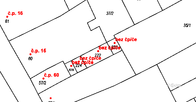 Sušice 43822061 na parcele st. 222 v KÚ Sušice u Přerova, Katastrální mapa