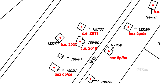 Sobědruhy 2016, Teplice na parcele st. 188/80 v KÚ Sobědruhy, Katastrální mapa