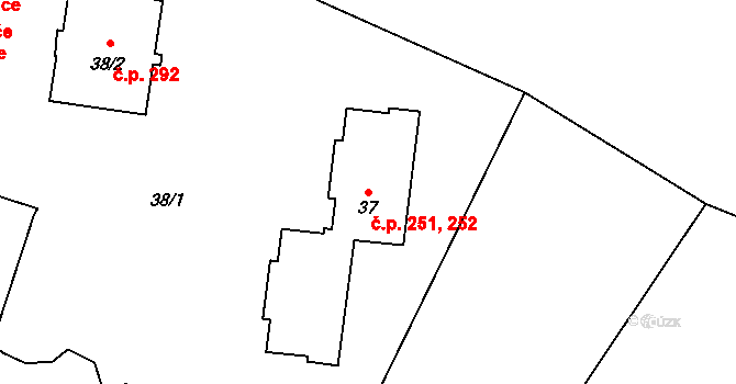 Komárov 251,252, Opava na parcele st. 37 v KÚ Komárov u Opavy, Katastrální mapa