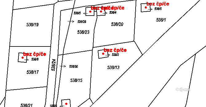 Fulnek 44861061 na parcele st. 538/2 v KÚ Jerlochovice, Katastrální mapa