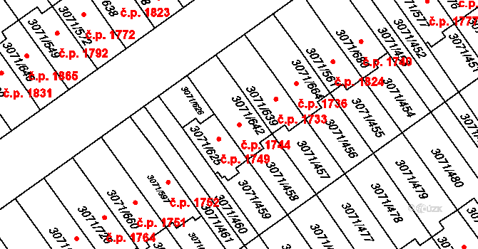 Hlučín 1744 na parcele st. 3071/642 v KÚ Hlučín, Katastrální mapa