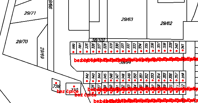 Pardubice 46776061 na parcele st. 327 v KÚ Nové Jesenčany, Katastrální mapa