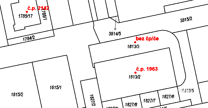 Praha 48219061 na parcele st. 1813/3 v KÚ Libeň, Katastrální mapa