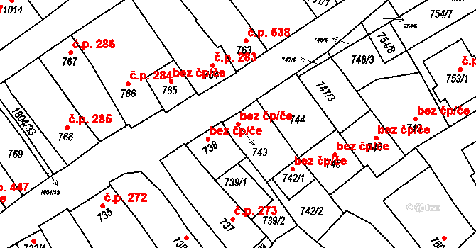 Dolní Bojanovice 49374061 na parcele st. 743 v KÚ Dolní Bojanovice, Katastrální mapa