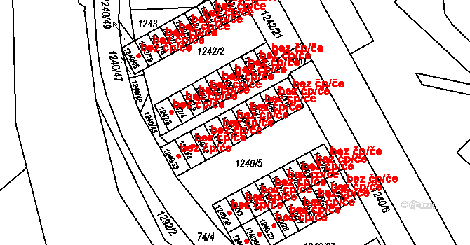 Chomutov 49504061 na parcele st. 1240/15 v KÚ Chomutov II, Katastrální mapa