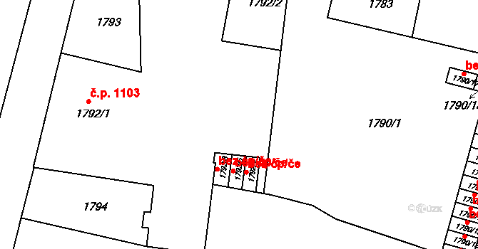 Teplice 49866061 na parcele st. 1792/5 v KÚ Teplice, Katastrální mapa