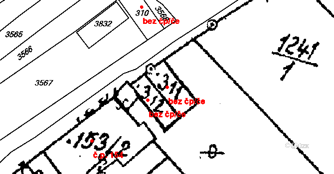 Šebetov 49918061 na parcele st. 311 v KÚ Šebetov, Katastrální mapa