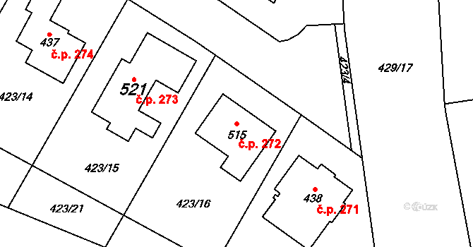 Luby 272, Klatovy na parcele st. 515 v KÚ Luby, Katastrální mapa