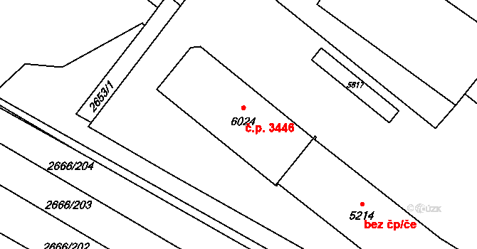 Břeclav 3446 na parcele st. 6024 v KÚ Břeclav, Katastrální mapa
