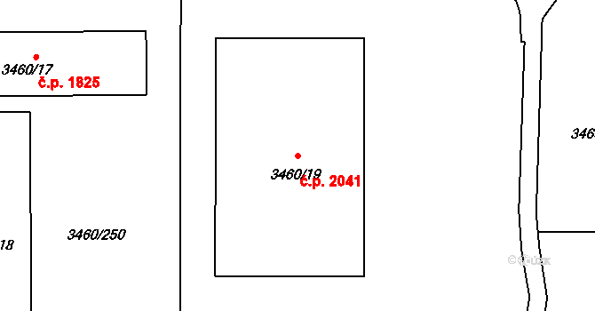 Kadaň 2041 na parcele st. 3460/19 v KÚ Kadaň, Katastrální mapa