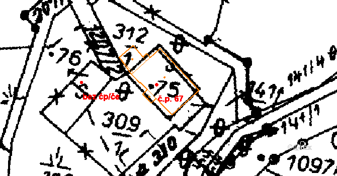 Heřmanice 67, Králíky na parcele st. 75 v KÚ Heřmanice u Králík, Katastrální mapa