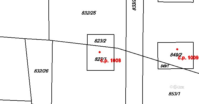 Stonava 1008 na parcele st. 823/1 v KÚ Stonava, Katastrální mapa