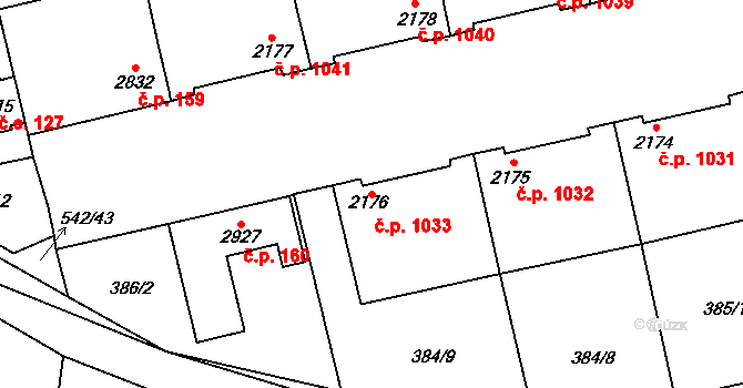 Sušice II 1033, Sušice na parcele st. 2176 v KÚ Sušice nad Otavou, Katastrální mapa