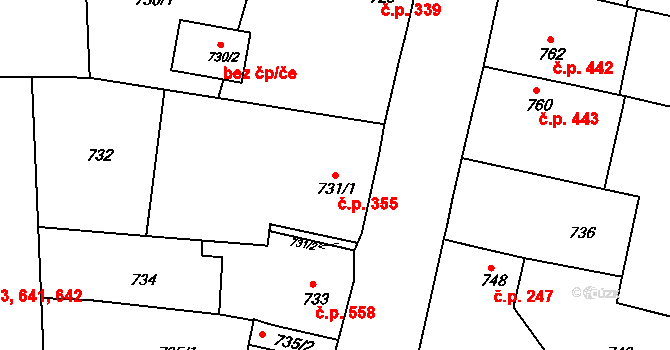 Česká Skalice 355 na parcele st. 731/1 v KÚ Česká Skalice, Katastrální mapa