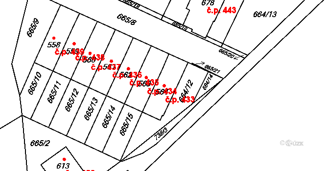 Krčín 433, Nové Město nad Metují na parcele st. 564 v KÚ Krčín, Katastrální mapa