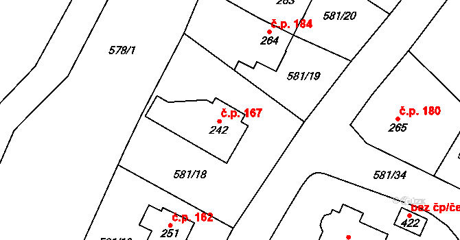 Teplice nad Metují 167 na parcele st. 242 v KÚ Teplice nad Metují, Katastrální mapa