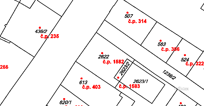 Náchod 1582 na parcele st. 2622 v KÚ Náchod, Katastrální mapa