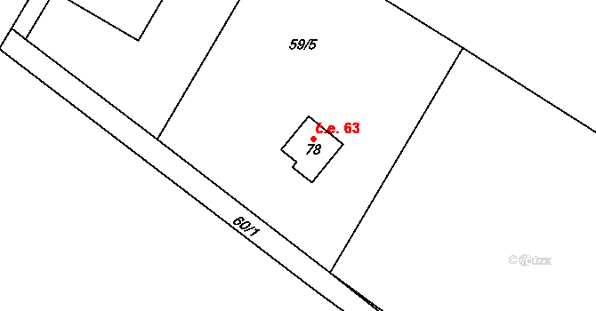 Hoděšovice 63, Býšť na parcele st. 78 v KÚ Hoděšovice, Katastrální mapa
