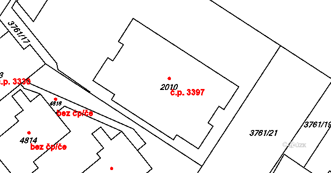 Břeclav 3397 na parcele st. 2010 v KÚ Břeclav, Katastrální mapa