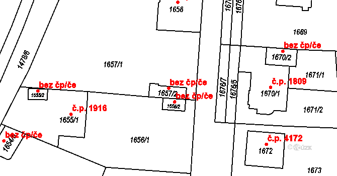 Chomutov 81305061 na parcele st. 1657/2 v KÚ Chomutov I, Katastrální mapa