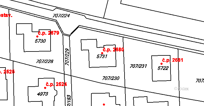 Rakovník II 2680, Rakovník na parcele st. 5731 v KÚ Rakovník, Katastrální mapa