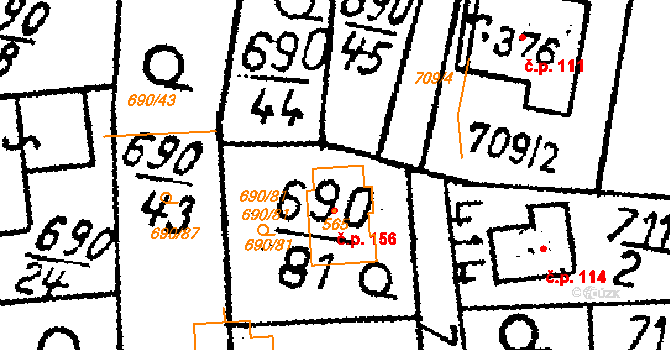 Horky 156 na parcele st. 565 v KÚ Horky u Čáslavi, Katastrální mapa