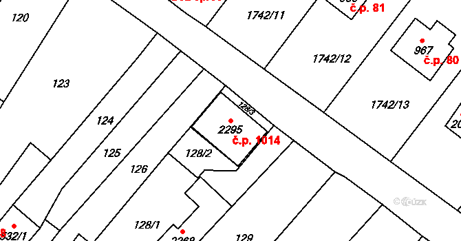 Skuteč 1014 na parcele st. 2295 v KÚ Skuteč, Katastrální mapa