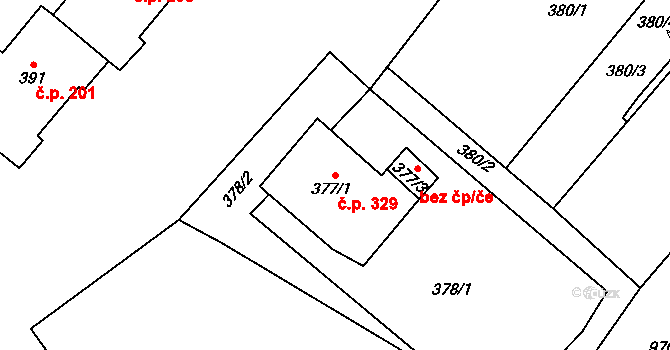 Loučka 329, Nový Jičín na parcele st. 377/1 v KÚ Loučka u Nového Jičína, Katastrální mapa