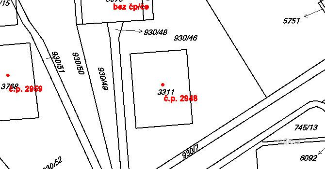Havlíčkův Brod 2948 na parcele st. 3311 v KÚ Havlíčkův Brod, Katastrální mapa