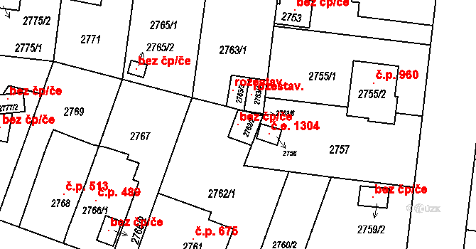 Plzeň 99430061 na parcele st. 2762/2 v KÚ Bolevec, Katastrální mapa