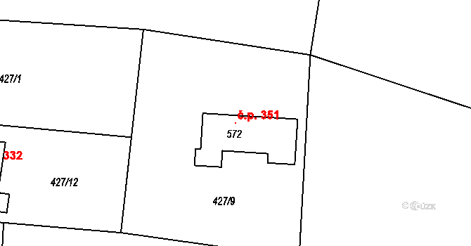 Jenišovice 351 na parcele st. 572 v KÚ Jenišovice u Jablonce nad Nisou, Katastrální mapa