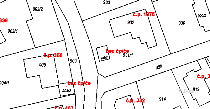 Průhonice 119189062 na parcele st. 931/2 v KÚ Průhonice, Katastrální mapa