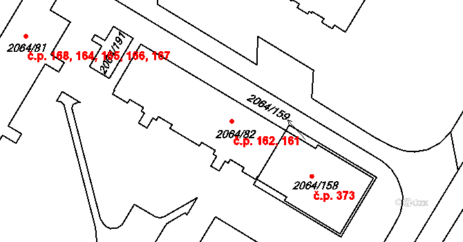 Brňany 161,162, Vyškov na parcele st. 2064/82 v KÚ Vyškov, Katastrální mapa