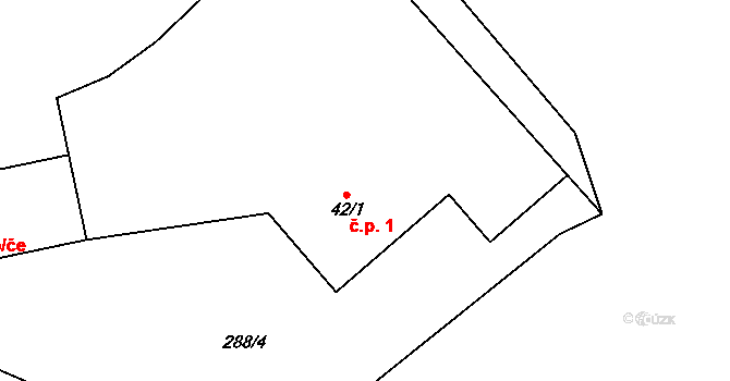 Broumov 1 na parcele st. 42/1 v KÚ Broumov u Zadního Chodova, Katastrální mapa