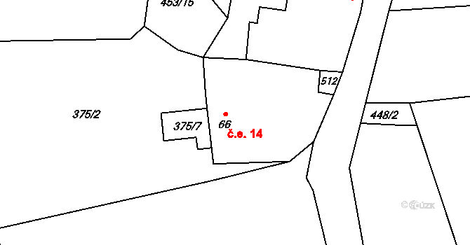 Hlásná Lhota 14, Záblatí na parcele st. 66 v KÚ Hlásná Lhota, Katastrální mapa