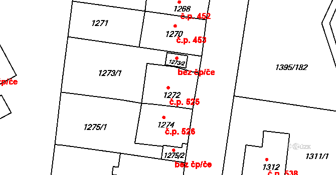 Krásné Březno 525, Ústí nad Labem na parcele st. 1272 v KÚ Krásné Březno, Katastrální mapa