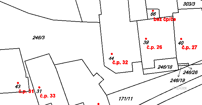 Šimpach 32, Obrataň na parcele st. 44 v KÚ Šimpach, Katastrální mapa