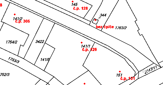Staňkov I 126, Staňkov na parcele st. 141/1 v KÚ Staňkov-město, Katastrální mapa