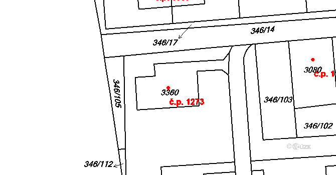 Kolín V 1273, Kolín na parcele st. 3360 v KÚ Kolín, Katastrální mapa