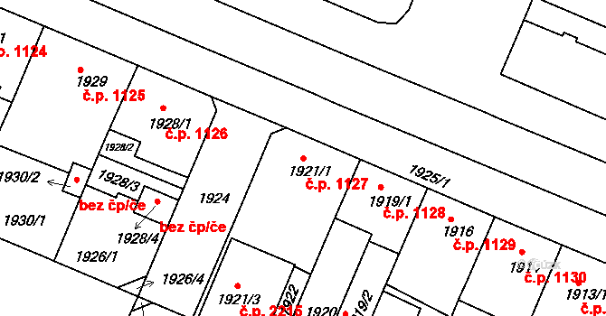 Turnov 1127 na parcele st. 1921/1 v KÚ Turnov, Katastrální mapa