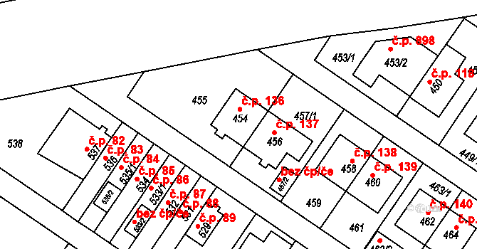 Jinonice 136, Praha na parcele st. 454 v KÚ Jinonice, Katastrální mapa