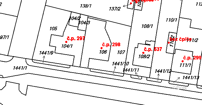 Řepy 298, Praha na parcele st. 106 v KÚ Řepy, Katastrální mapa